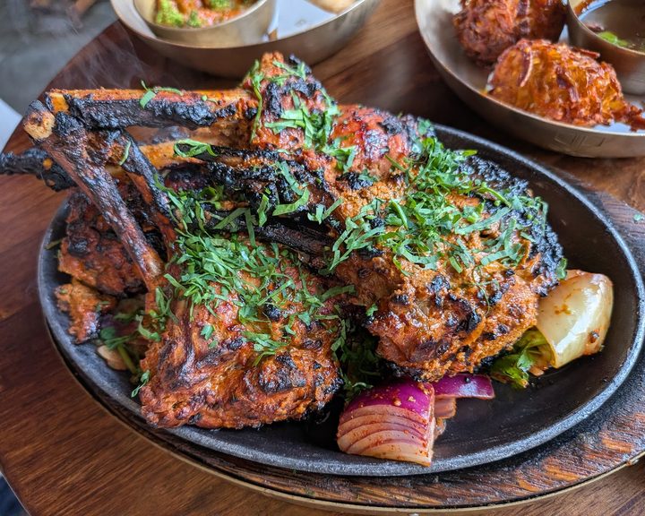 Indian mixed grill with chops and herbs at Brigadiers