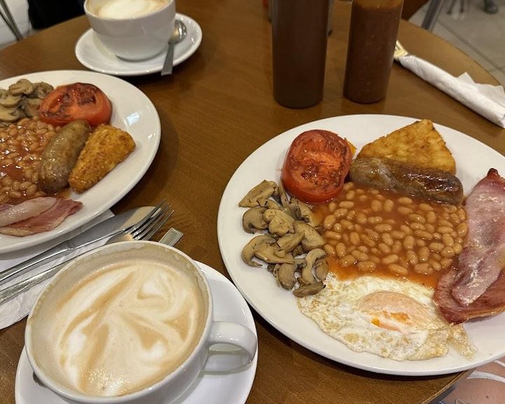 Full English breakfasts at Devine Restaurant Coffee Bar near Aldgate