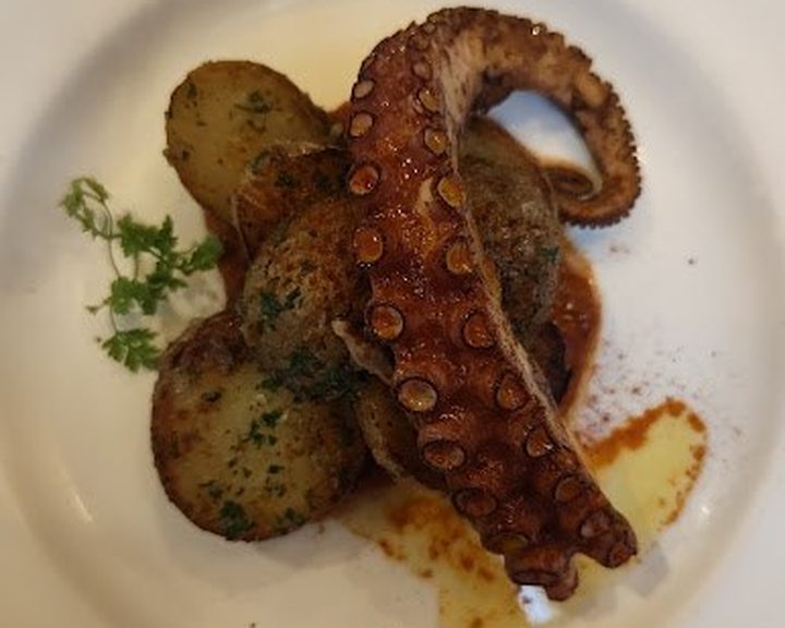 Grilled octopus with potatoes and herbs at Sabor Mayfair