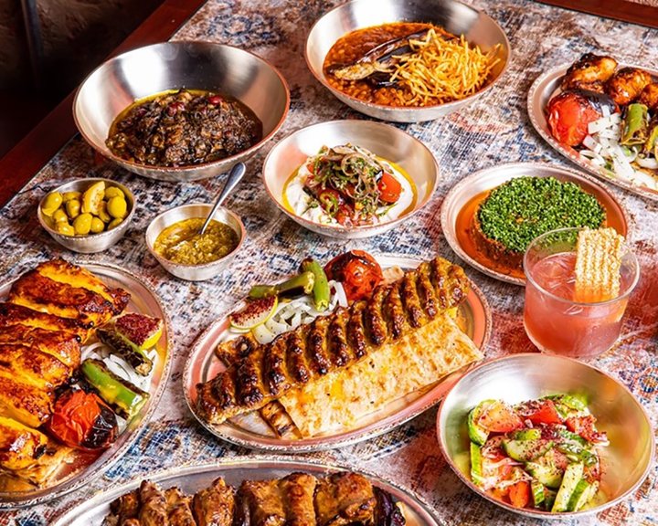 Persian kababs, rice and mazeh at Berenjak Borough