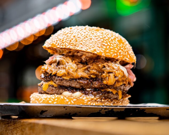 Dry-aged beef burger and fries at Black Bear Burger Brixton