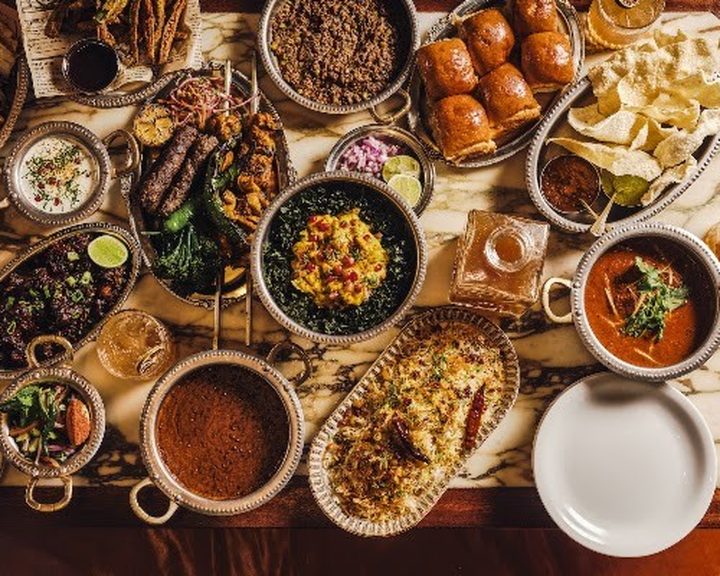 A generous spread of Indian dishes at Dishoom Edinburgh