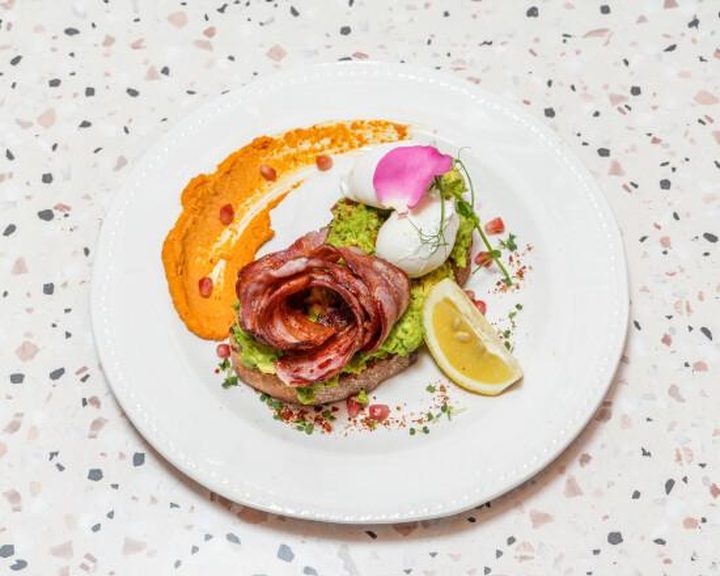 A colourful plated brunch with salad at Dobar