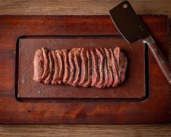 Sliced flat iron steak served at Flat Iron Westfield London