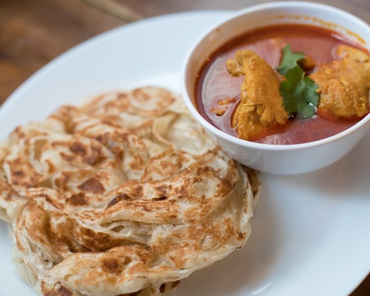 Roti canai and Malaysian curries at Roti King Euston