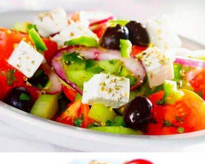 Greek salad with tomatoes, olives and feta at Spitaki Greek Taverna in Edinburgh