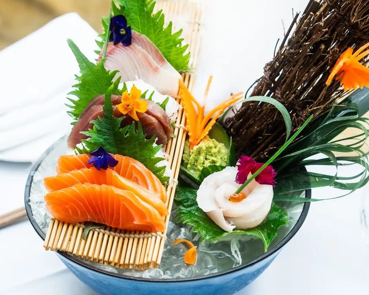 Sashimi arranged over ice at Tsunami Clapham