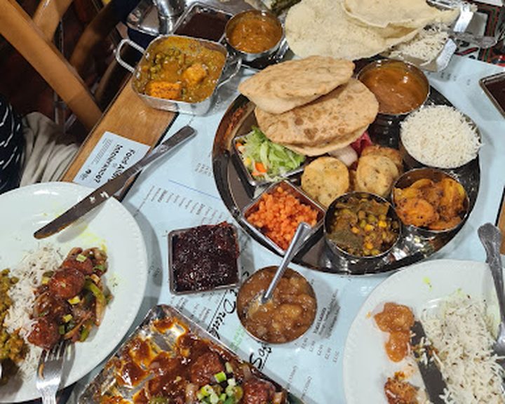 A colourful vegetarian Indian spread at Vegetarian Food Studio in Grangetown