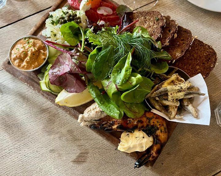 Seasonal fish and salad board at Bull & Last