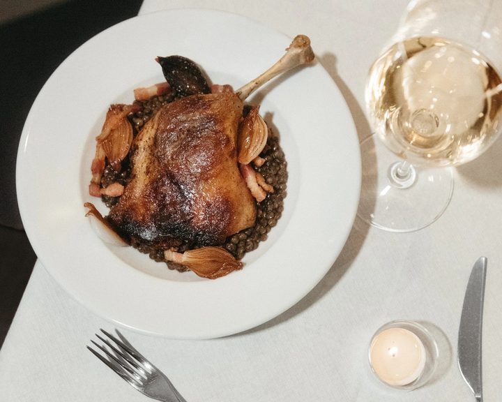 Roasted duck with lentils at Eleanore near Leith Walk