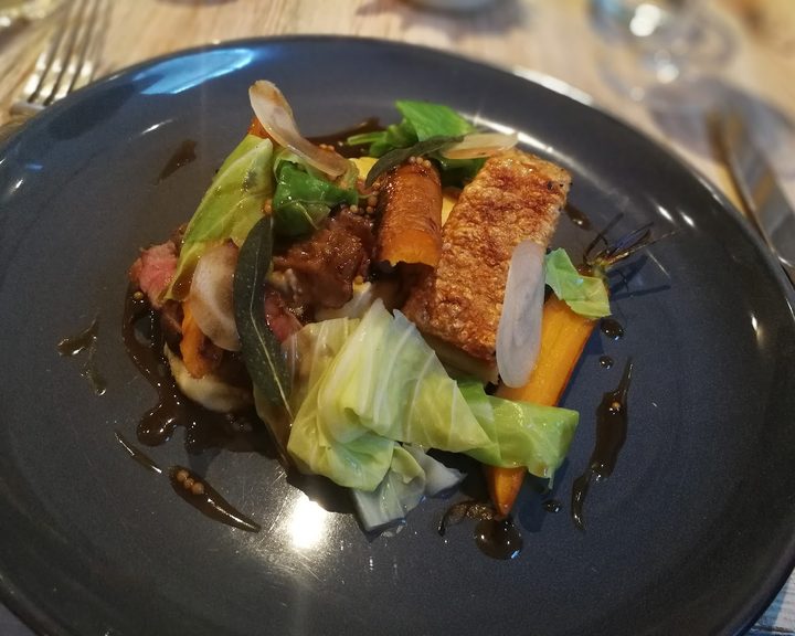 Precisely plated seasonal main course at Lorne