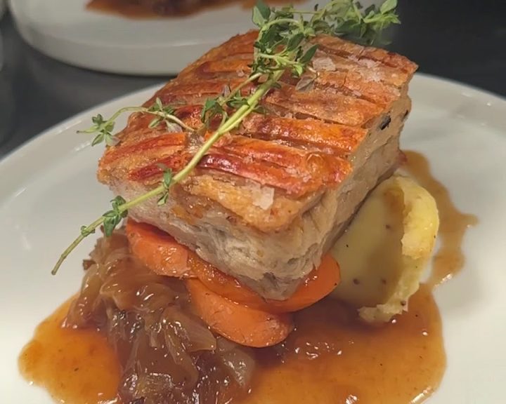 A carefully presented fish dish at The Brook Bistro in Whitchurch