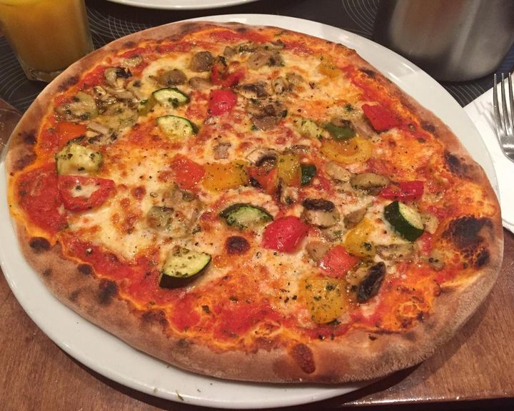 A thin-crust vegetable pizza at Cafe Citta in Cardiff