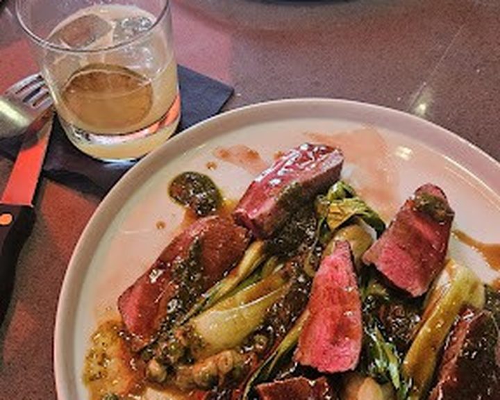 Sliced pink meat with seasonal greens at Decanter in Bruntsfield