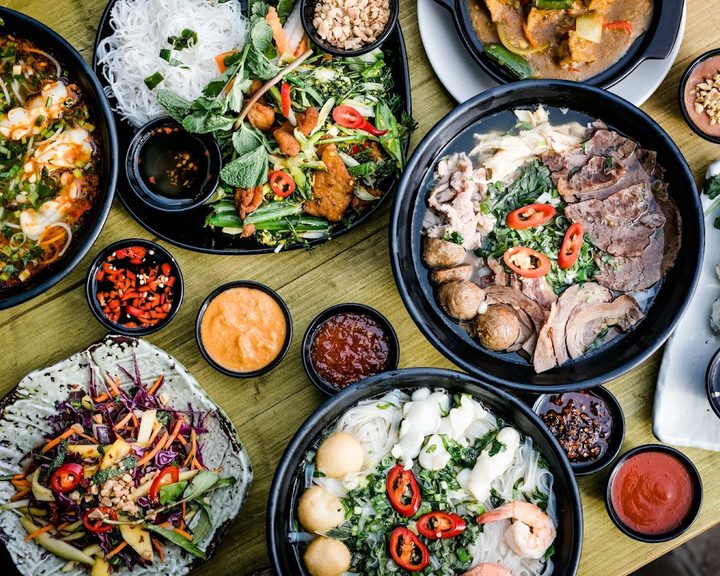 Vietnamese dishes shared at Pho District Hammersmith