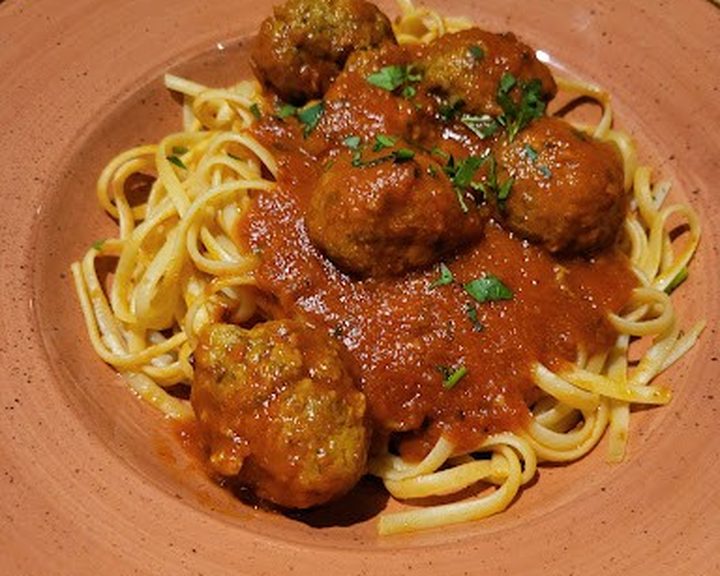 Spaghetti and meatballs in tomato sauce at Scalini Botanic Belfast