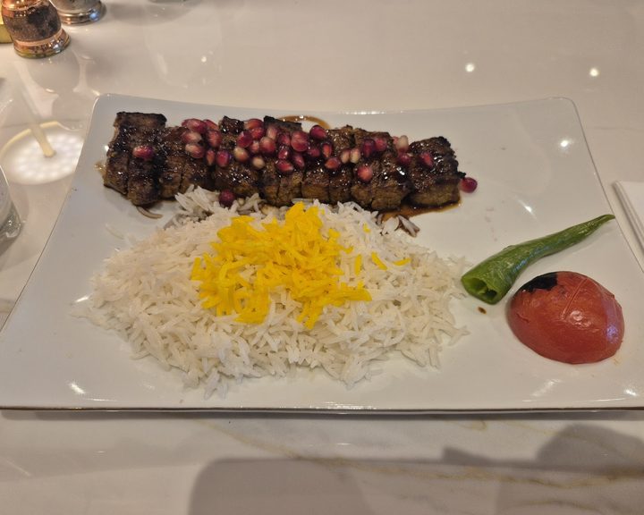 Persian grilled meat with saffron rice at Silk Road Flavours in Fulham