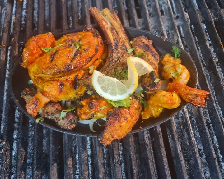 Chargrilled spiced meat with peppers at Agra Indian Cuisine in Belfast