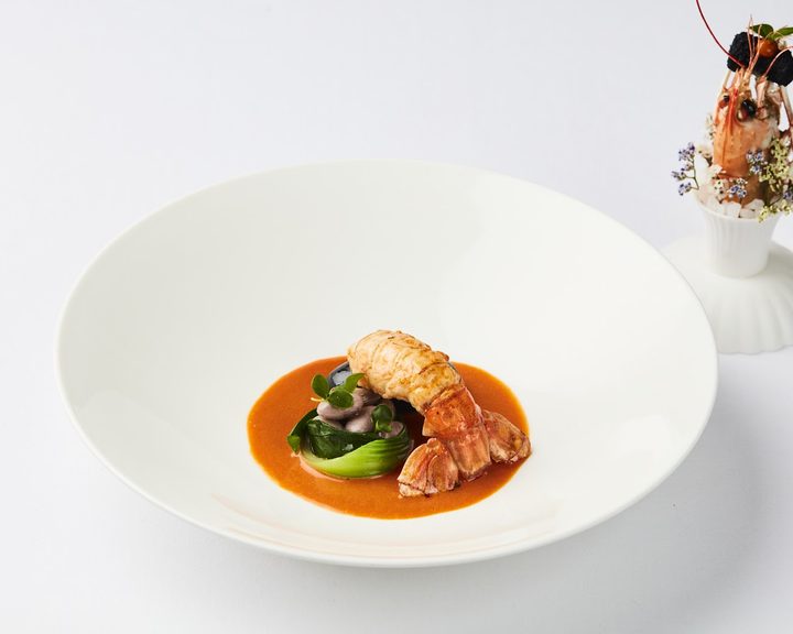 Precisely plated langoustine course at CORD by Le Cordon Bleu