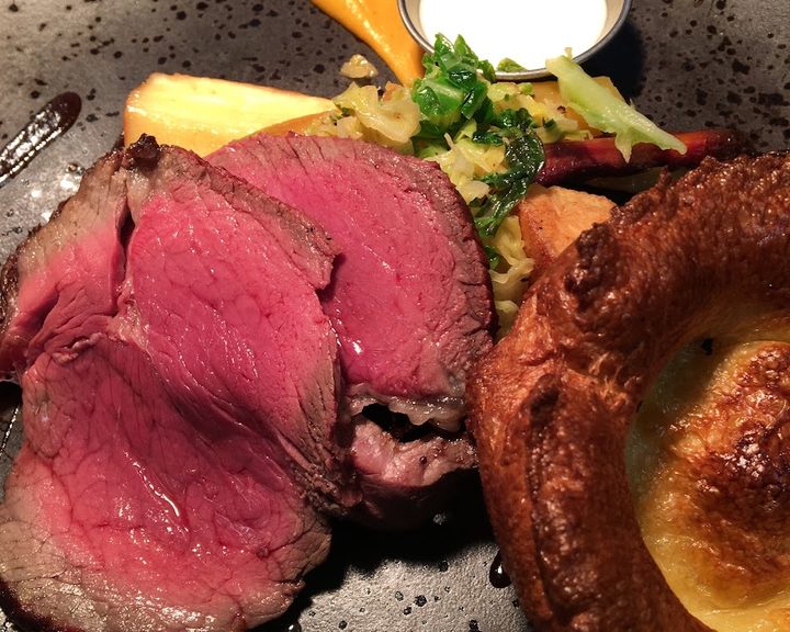 Rare roast beef and Yorkshire pudding at Knife Restaurant in Clapham