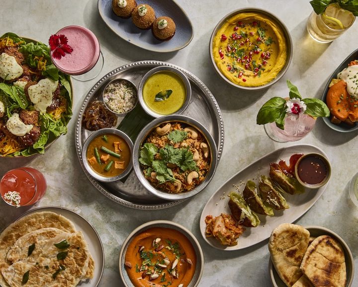 Colourful plant-based dishes at Mildreds King's Cross