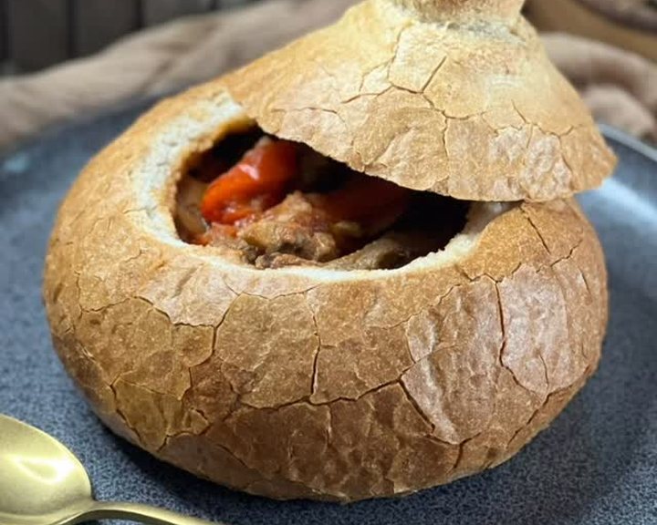 Polish stew served in a bread bowl at Miod Malina in Acton