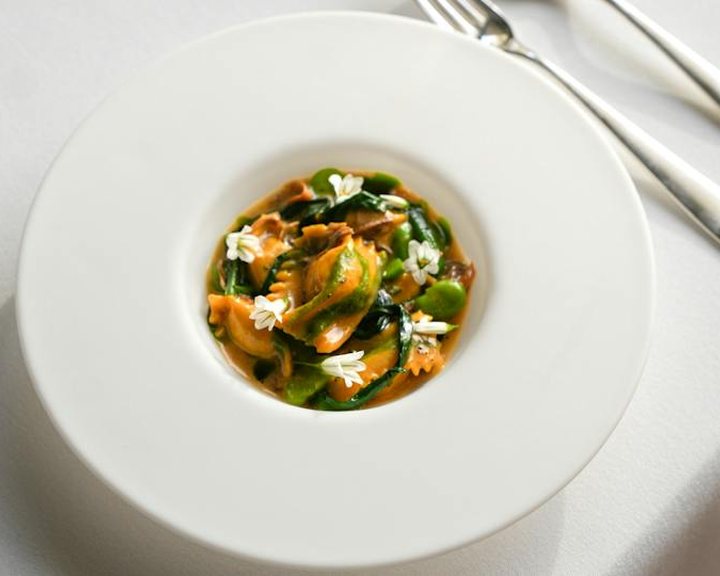 A precisely plated seasonal dish at Restaurant Story