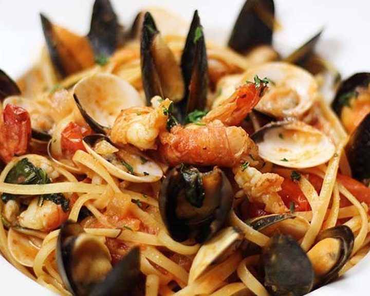 Seafood pasta with prawns and mussels at Al Forno Wimbledon