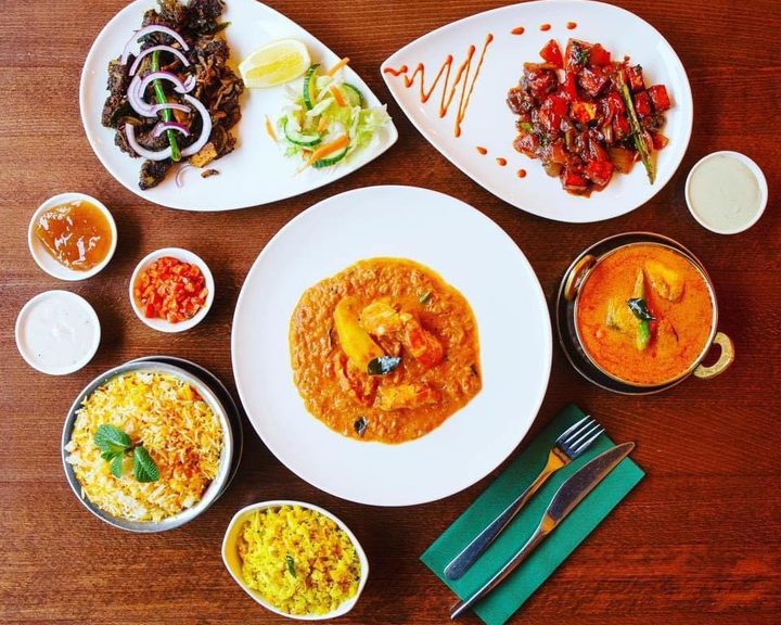 South Indian curries, rice and side dishes at Anjanaas in Kilburn
