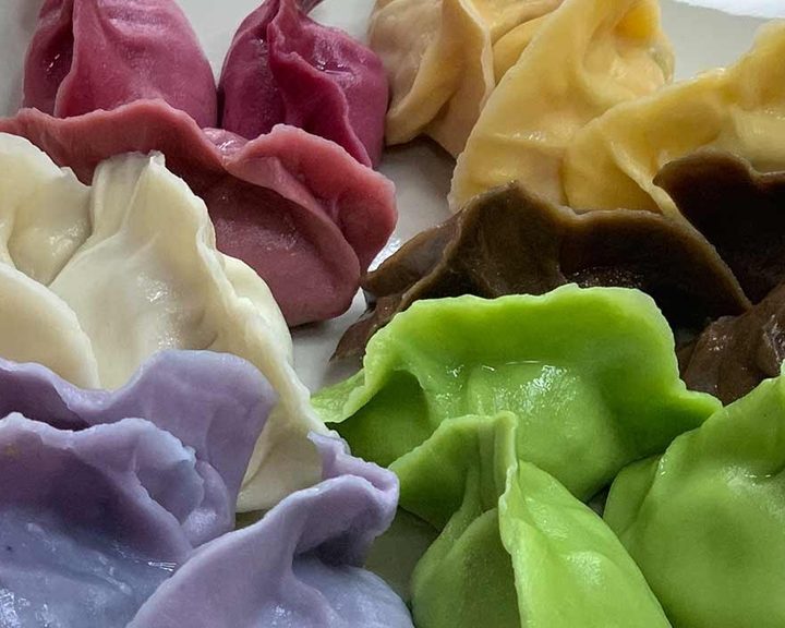 Colourful handmade Chinese dumplings at Dumplings of China in Edinburgh