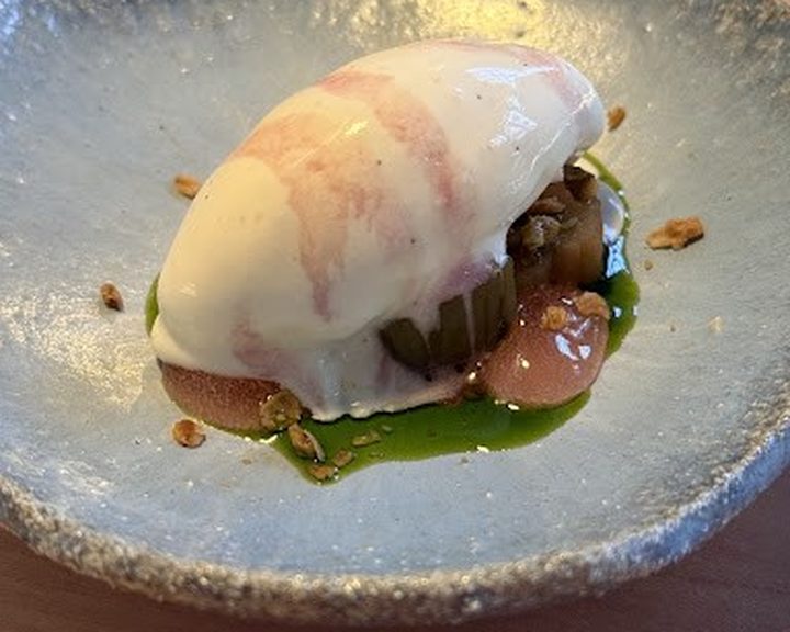 A delicate fish course with garden herbs at Moss in Stockbridge