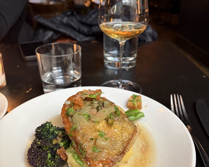 Seasonal French-influenced plate and wine at Noble Rot