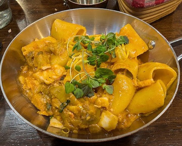 Fresh pasta in a rich sauce at Osteria Romana