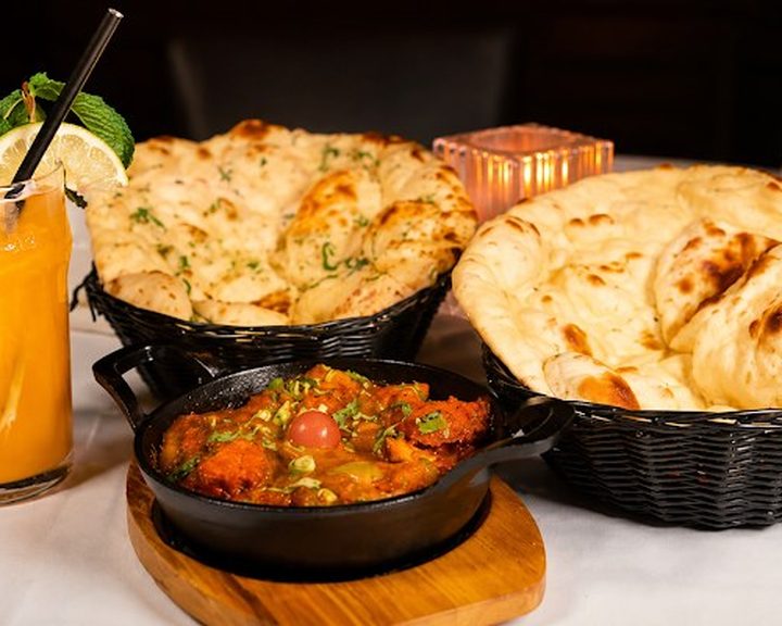 Indian curries, rice and naan at The India Fleet Street