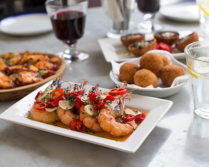 Spanish prawns and tapas plates at The Little Taperia