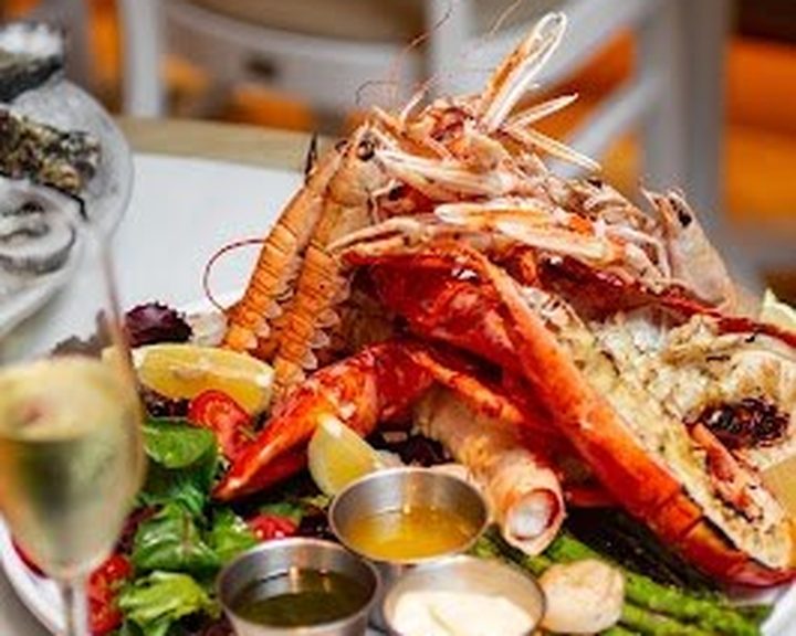 Grilled lobster and shellfish platter at The Seafood Bar in Soho