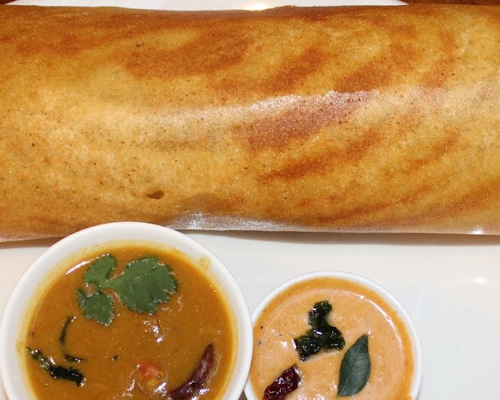 Masala dosa with chutneys and sambar at Rasa N16