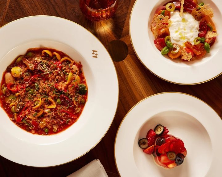British dishes arranged for sharing at 45 Jermyn St.