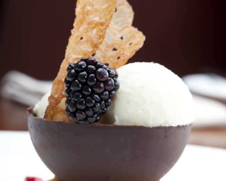 Creative vegetarian dessert at David Bann restaurant in Edinburgh