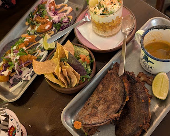 A colourful Mexican sharing spread at La Taqueria Ormeau