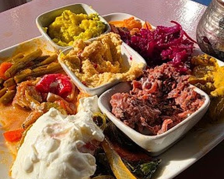 A colourful Turkish mixed mezze and grill spread at Pera in Edinburgh