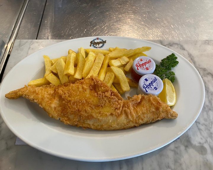 Fish and chips at Poppies Camden