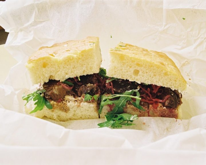 Large hot focaccia sandwich at Alby's Leith