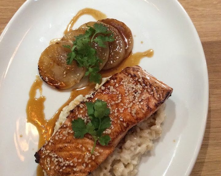 Fish and vegetables at Alcedo Bistro & Bar in Holloway