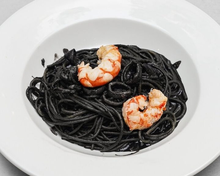 Squid-ink spaghetti at AperiPasta in West Kensington