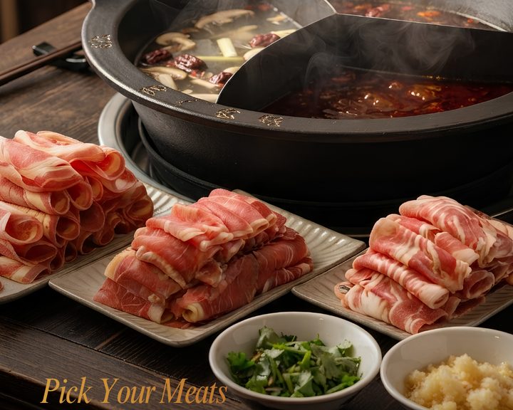 Sichuan hotpot with sliced meat at Dragon Inn Club