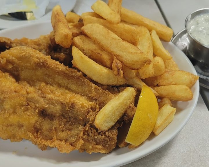 Traditional battered fish and chips at Masters Superfish