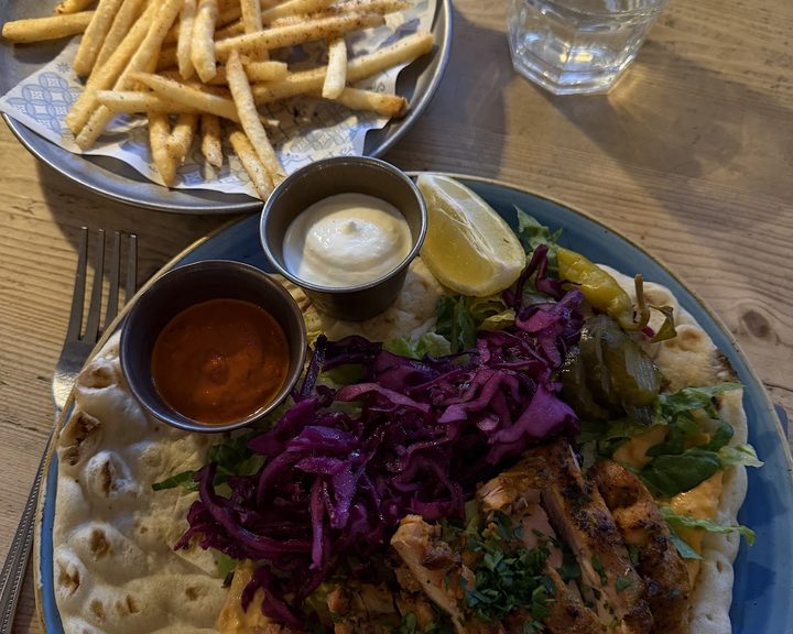 Eastern Mediterranean brunch dishes at Megan's by the Green in Parsons Green