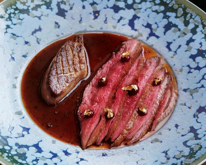 Roasted duck breast with glossy sauce at Pavyllon London