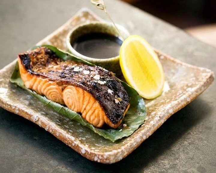 Robata-grilled salmon at ROKA Charlotte Street